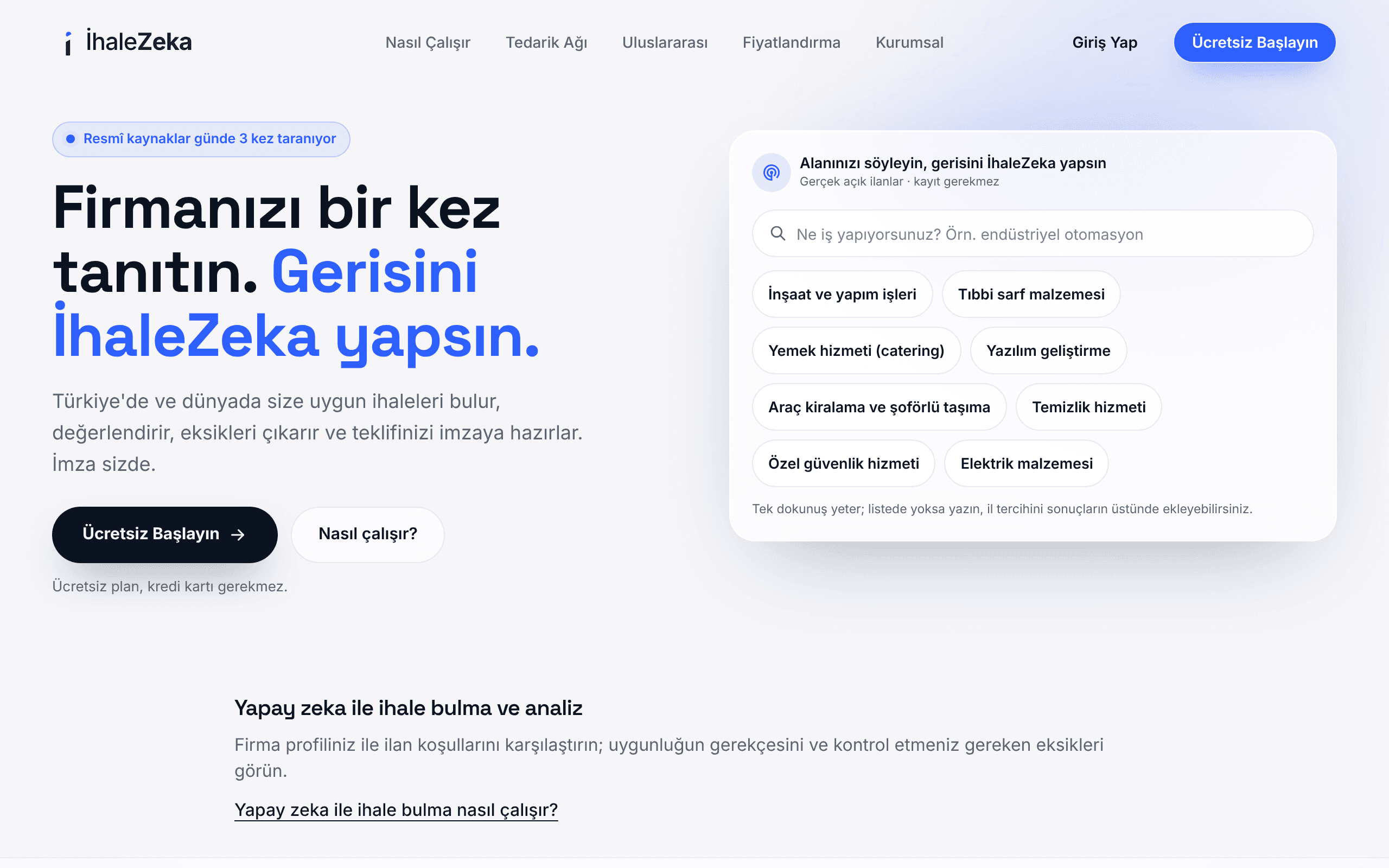 İhaleZeka ana sayfası